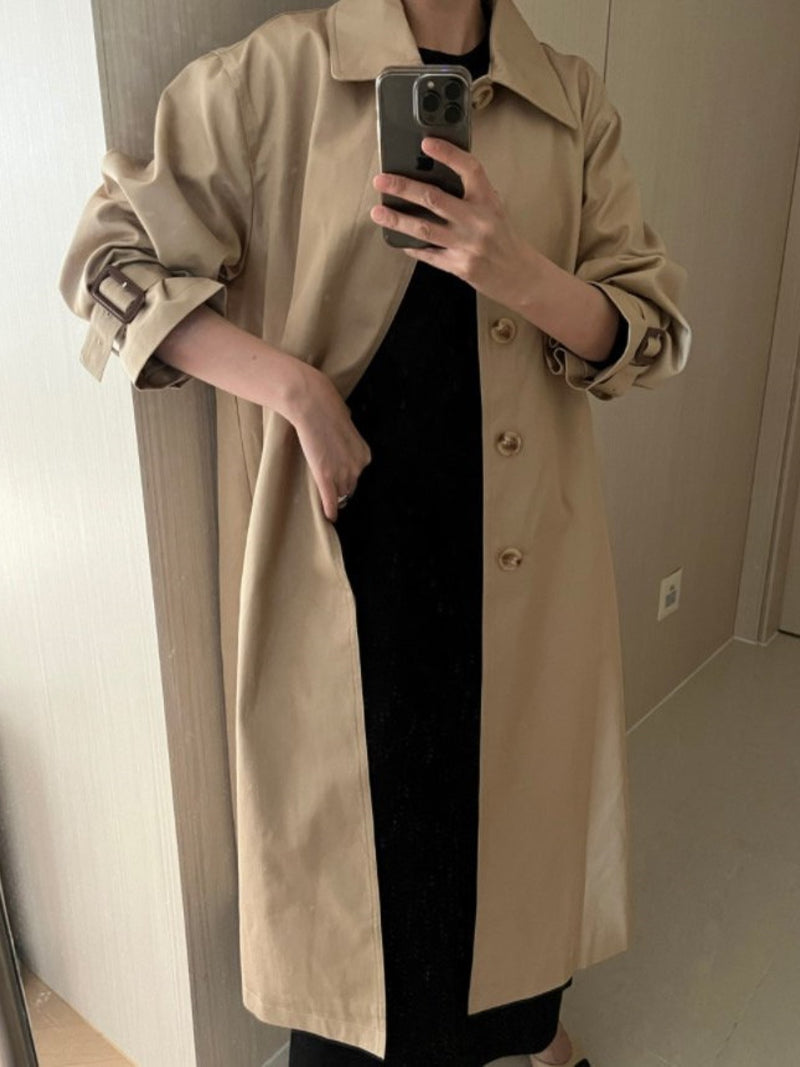 BACK SLIT OVERSIZED TRENCH COAT