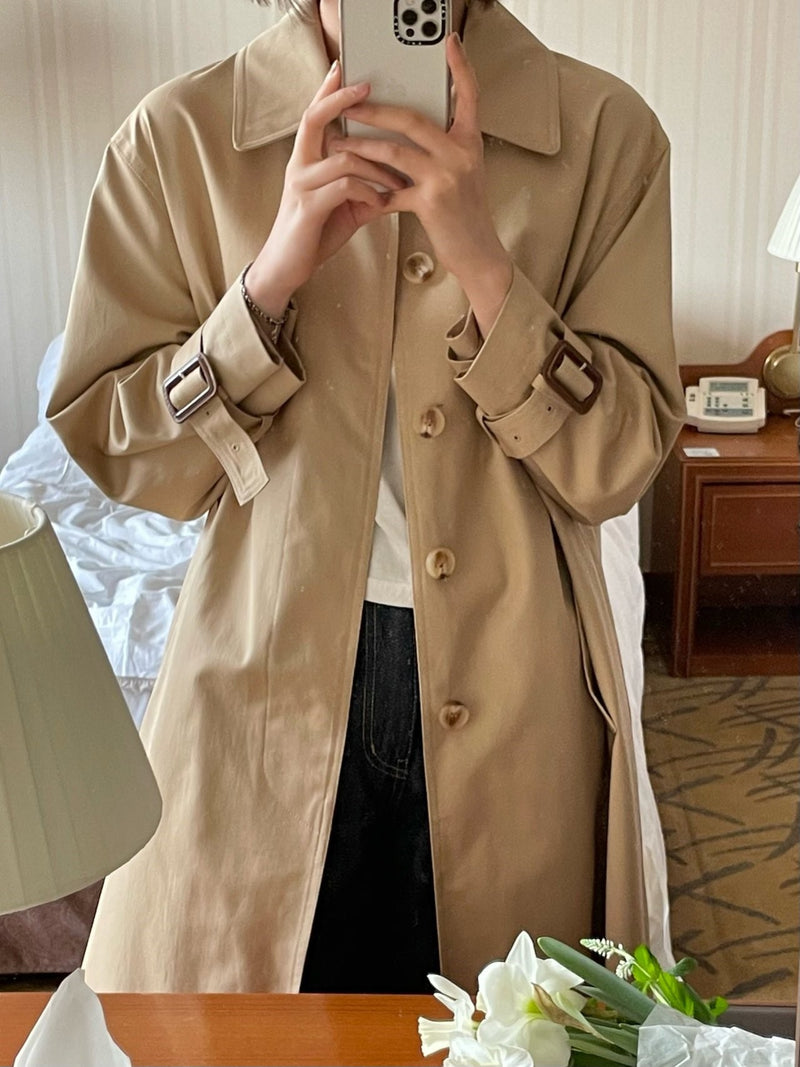 BACK SLIT OVERSIZED TRENCH COAT
