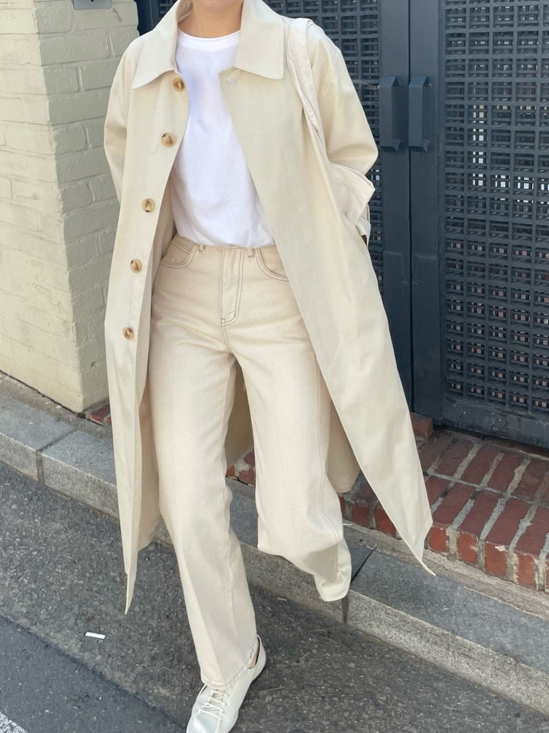 BACK SLIT OVERSIZED TRENCH COAT