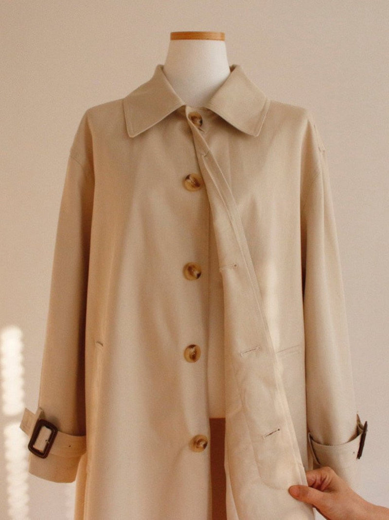 BACK SLIT OVERSIZED TRENCH COAT