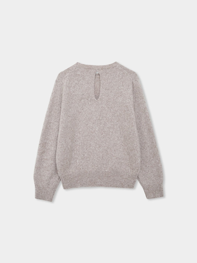 BACK SLIT WOOL O-NECK KNIT