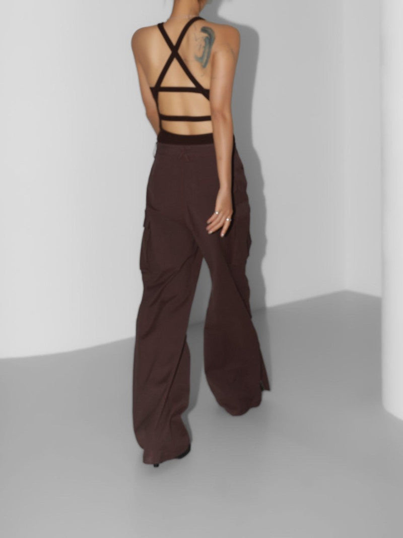 BACK STRAP DETAIL RIBBED BODYSUIT
