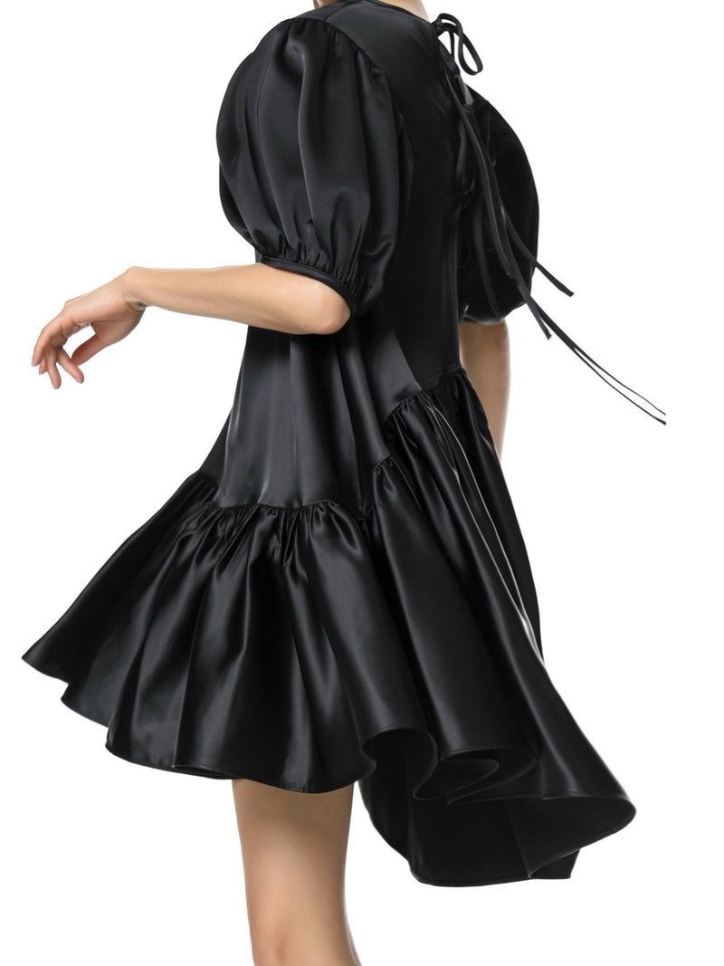 BACK TIE DETAIL SATIN BALLOON DRESS