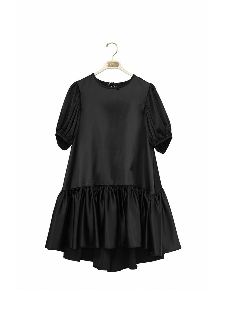 BACK TIE DETAIL SATIN BALLOON DRESS
