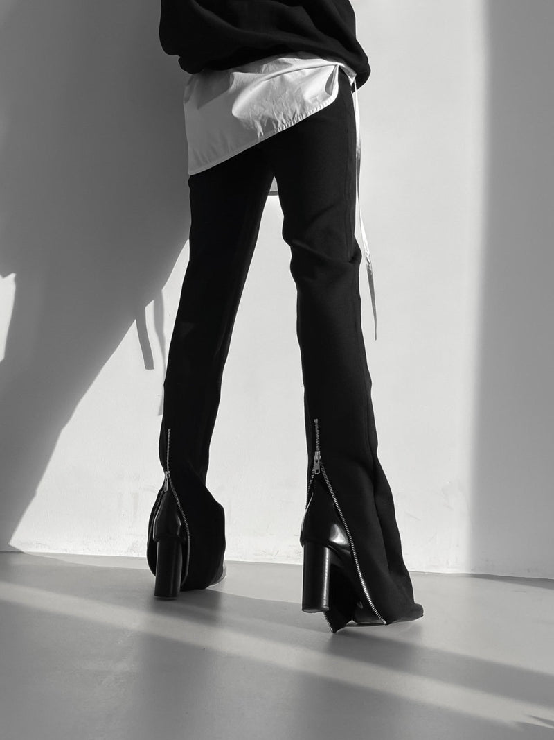 BACK ZIP DETAIL STRAIGHT LEG TROUSERS
