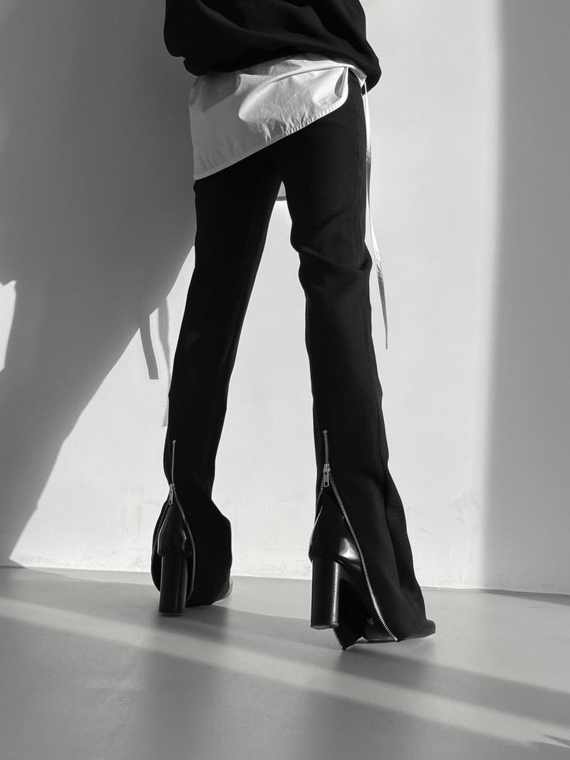 BACK ZIP DETAIL STRAIGHT LEG TROUSERS