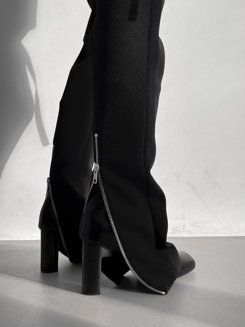 BACK ZIP DETAIL STRAIGHT LEG TROUSERS