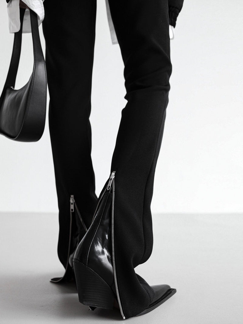 BACK ZIP DETAIL STRAIGHT LEG TROUSERS
