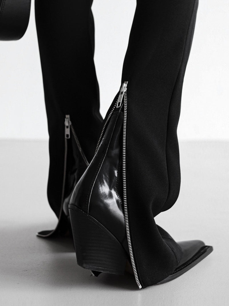 BACK ZIP DETAIL STRAIGHT LEG TROUSERS