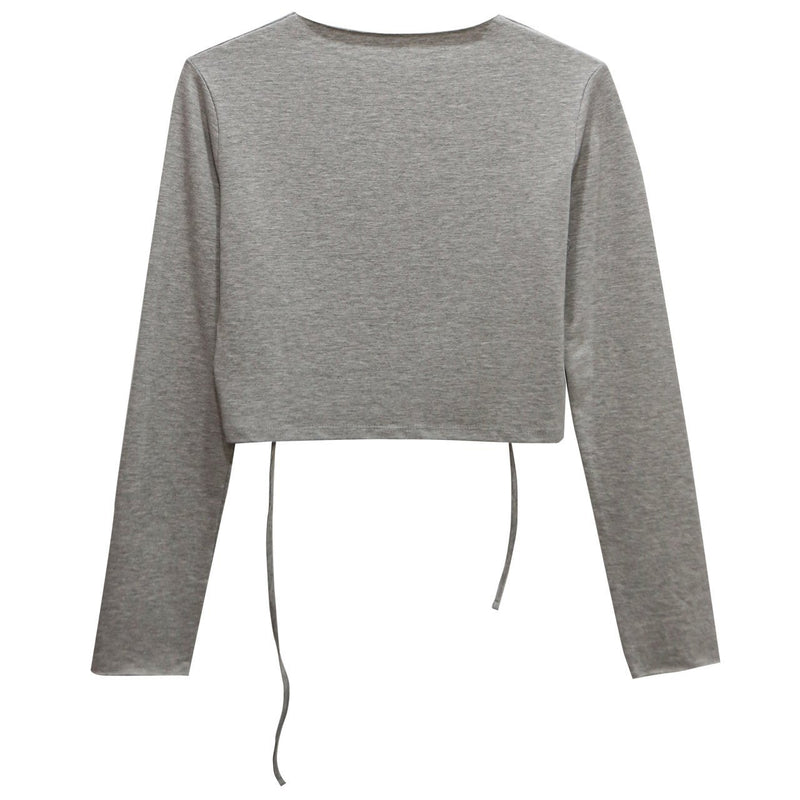 BACKLESS STRAP DETAIL LONG SLEEVE TOP