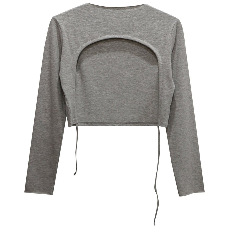 BACKLESS STRAP DETAIL LONG SLEEVE TOP