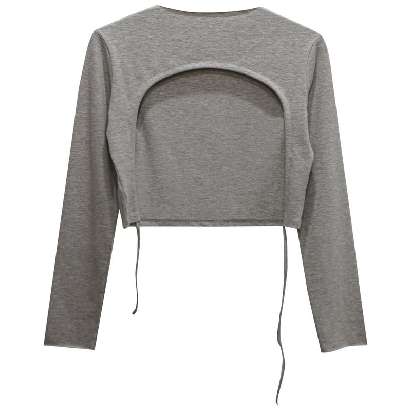 BACKLESS STRAP DETAIL LONG SLEEVE TOP
