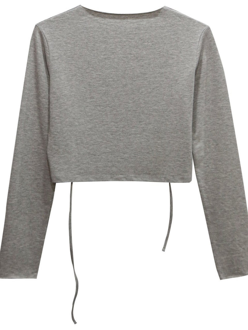BACKLESS STRAP DETAIL LONG SLEEVE TOP