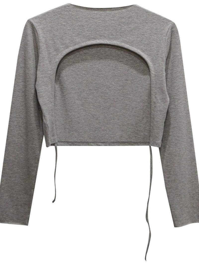BACKLESS STRAP DETAIL LONG SLEEVE TOP