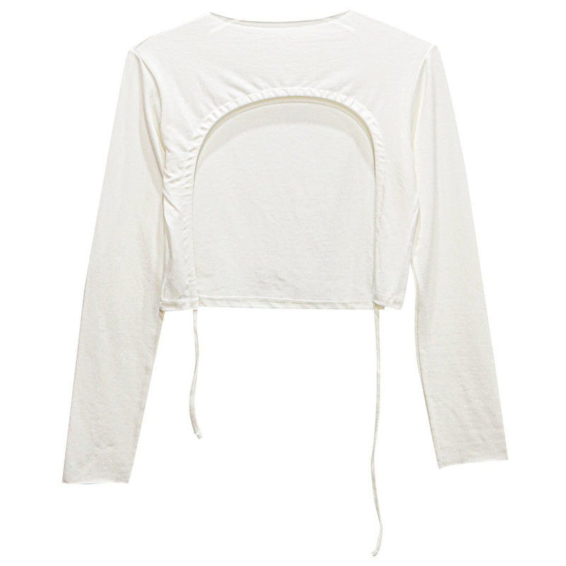 BACKLESS STRAP DETAIL LONG SLEEVE TOP
