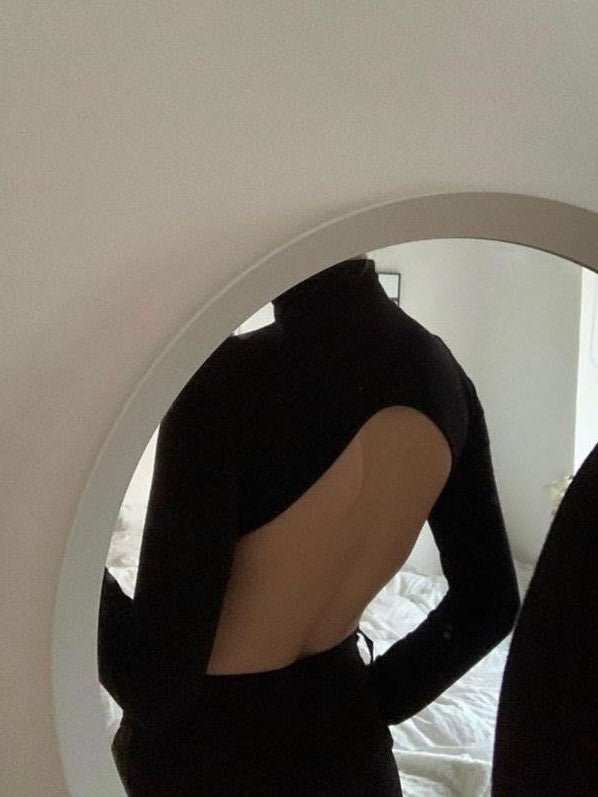 BACKLESS STRAP DETAIL LONG SLEEVE TOP