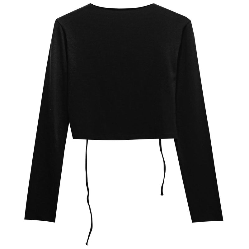 BACKLESS STRAP DETAIL LONG SLEEVE TOP