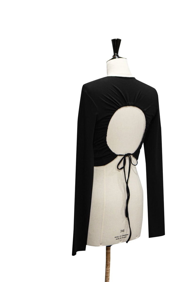 BACKLESS STRAP DETAIL LONG SLEEVE TOP