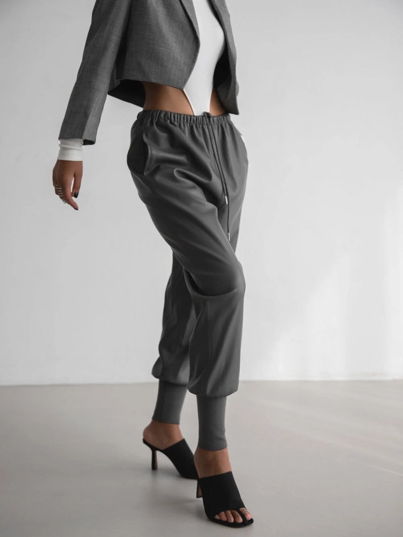 BAGGY VEGAN LEATHER JOGGER PANTS