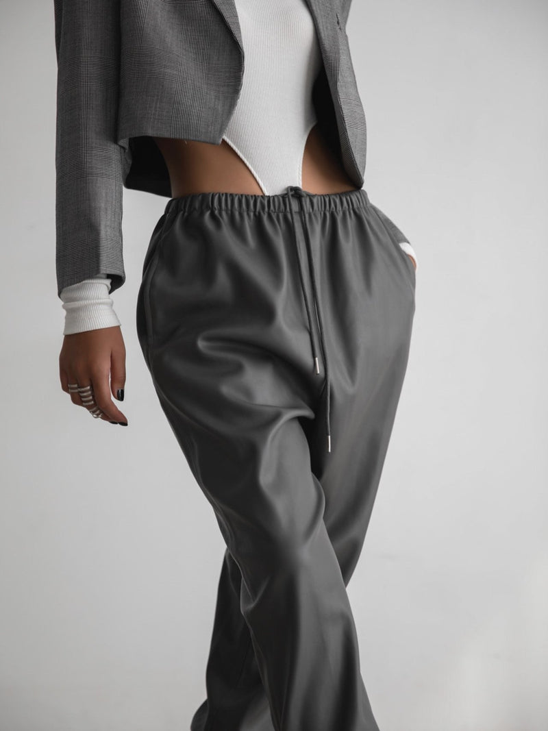 BAGGY VEGAN LEATHER JOGGER PANTS