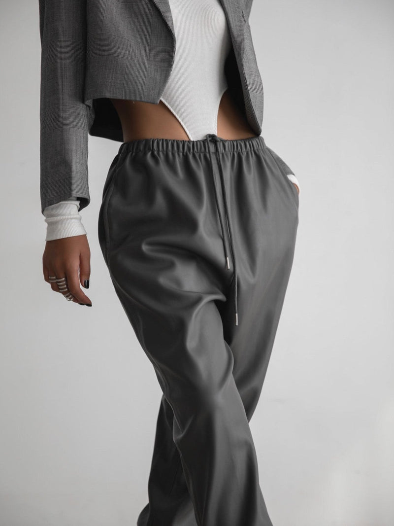 BAGGY VEGAN LEATHER JOGGER PANTS