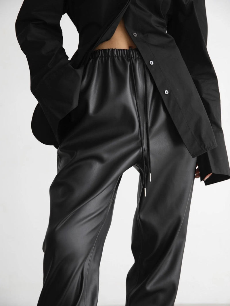 BAGGY VEGAN LEATHER JOGGER PANTS