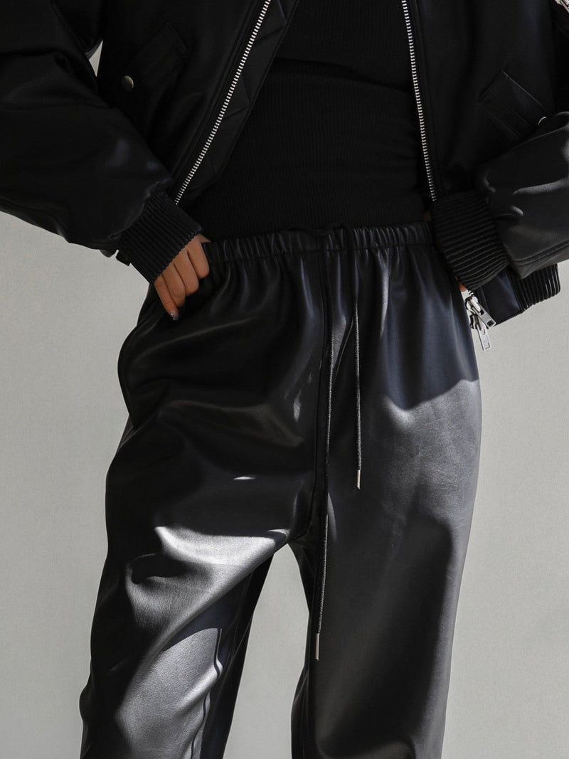 BAGGY VEGAN LEATHER JOGGER PANTS