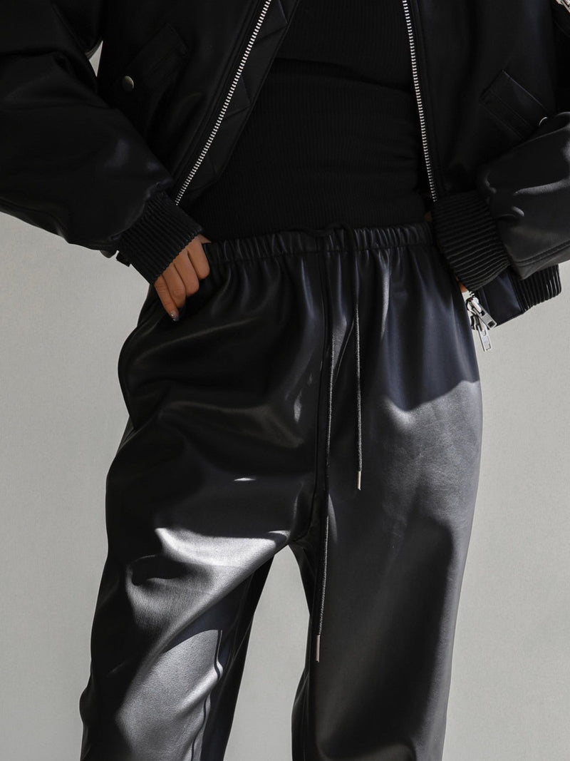 BAGGY VEGAN LEATHER JOGGER PANTS