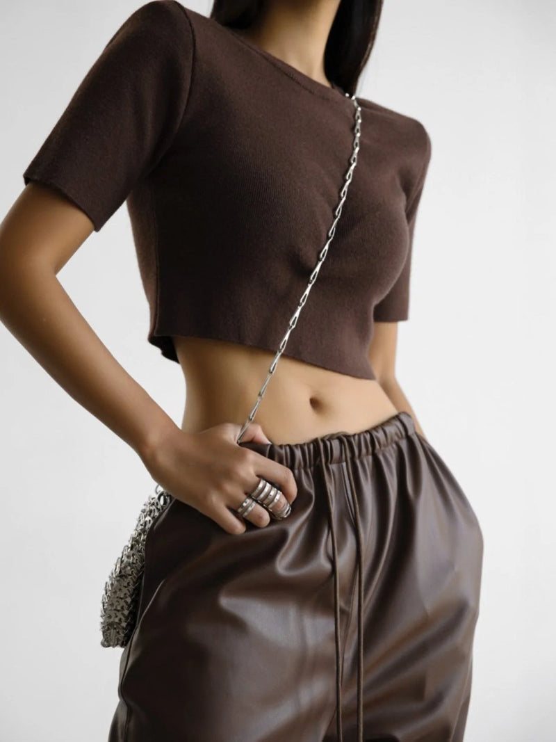 BAGGY VEGAN LEATHER JOGGER PANTS