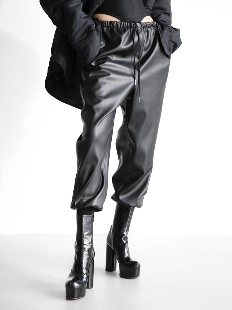 BAGGY VEGAN LEATHER JOGGER PANTS