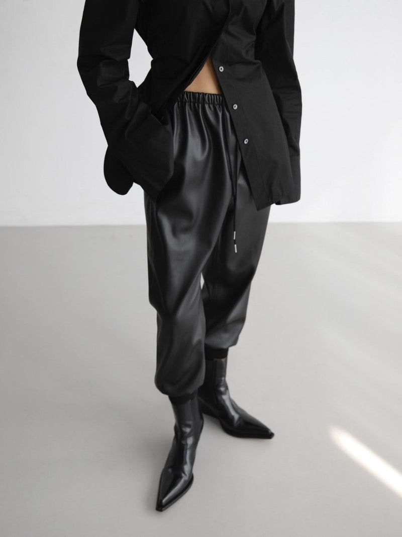 BAGGY VEGAN LEATHER JOGGER PANTS