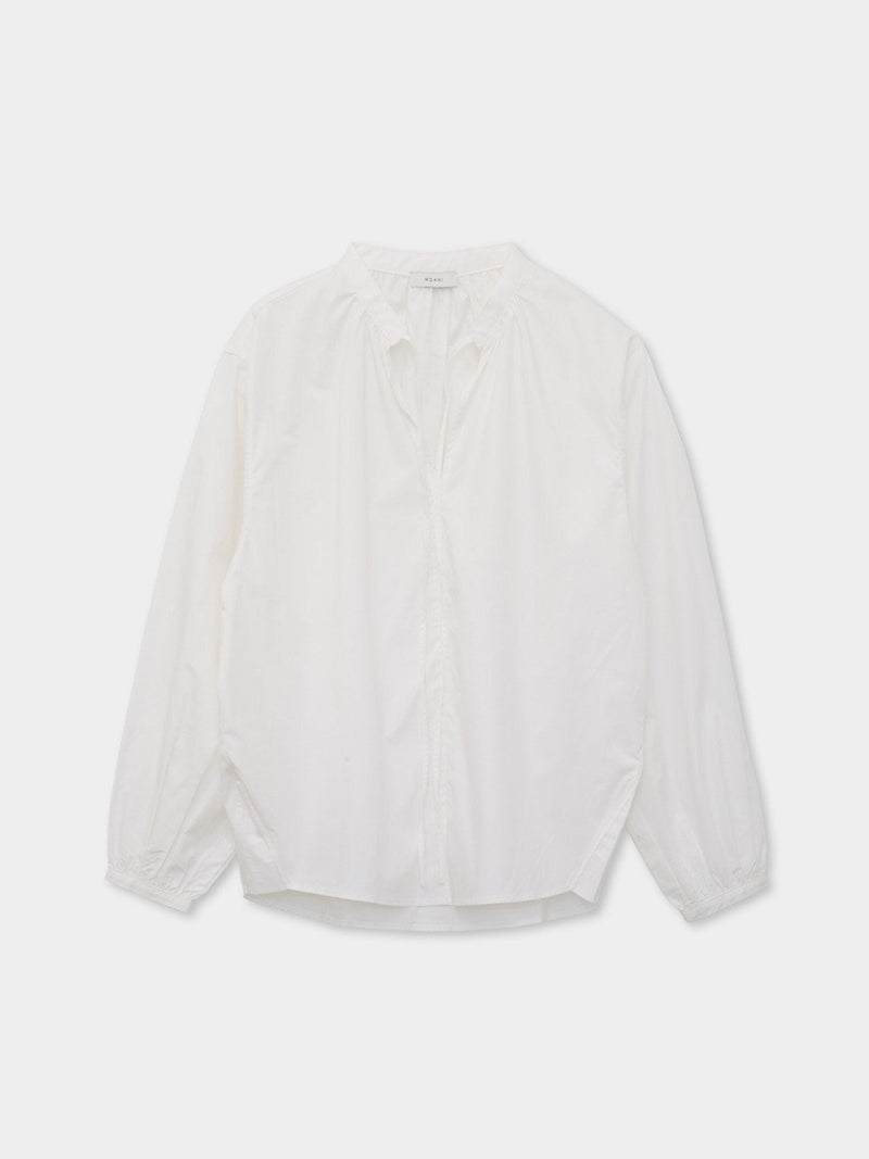 BALLOON SHIRRED COTTON BLOUSE