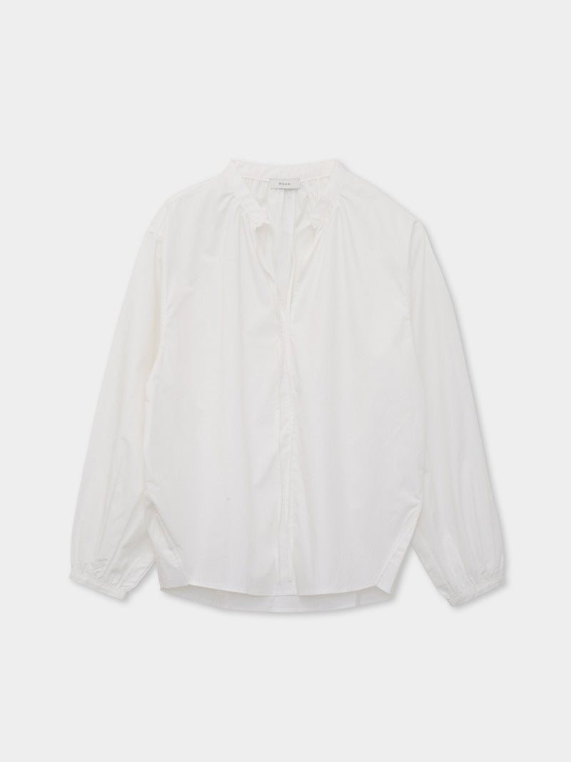 BALLOON SHIRRED COTTON BLOUSE