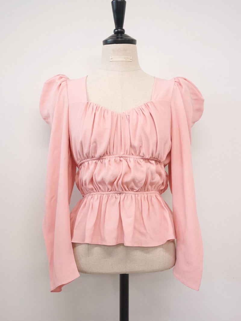 BALLOON SLEEVE RUCHED PANEL TOP
