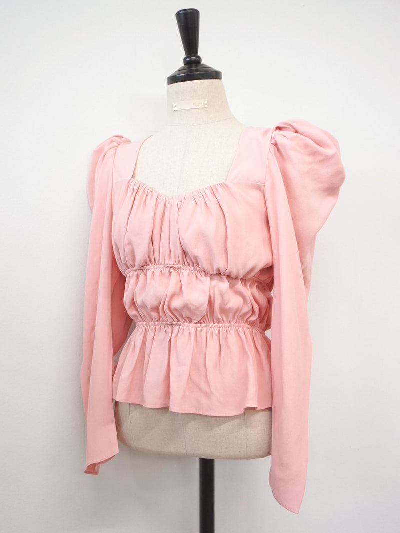 BALLOON SLEEVE RUCHED PANEL TOP