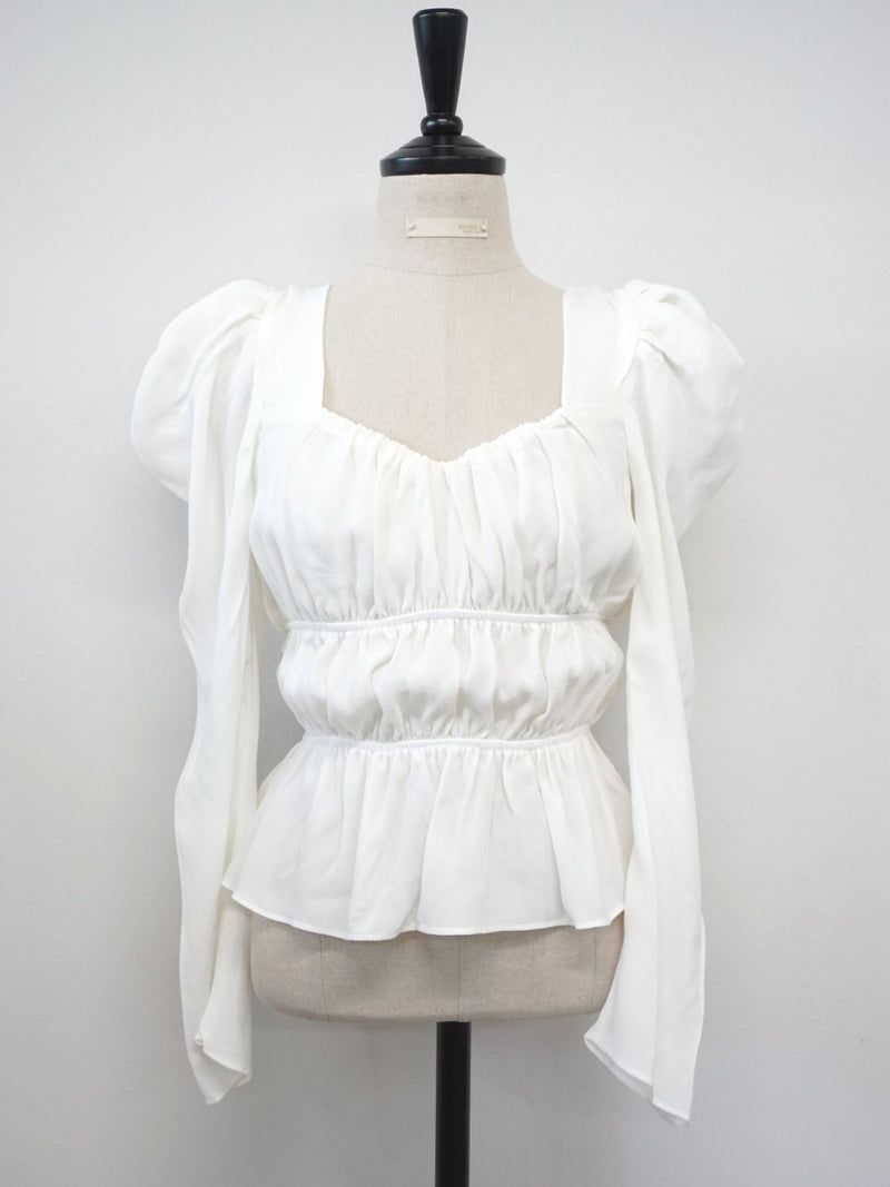 BALLOON SLEEVE RUCHED PANEL TOP