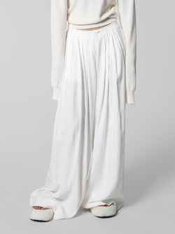 BAMBOO PIN TUCK PLEATED WIDE TROUSERS