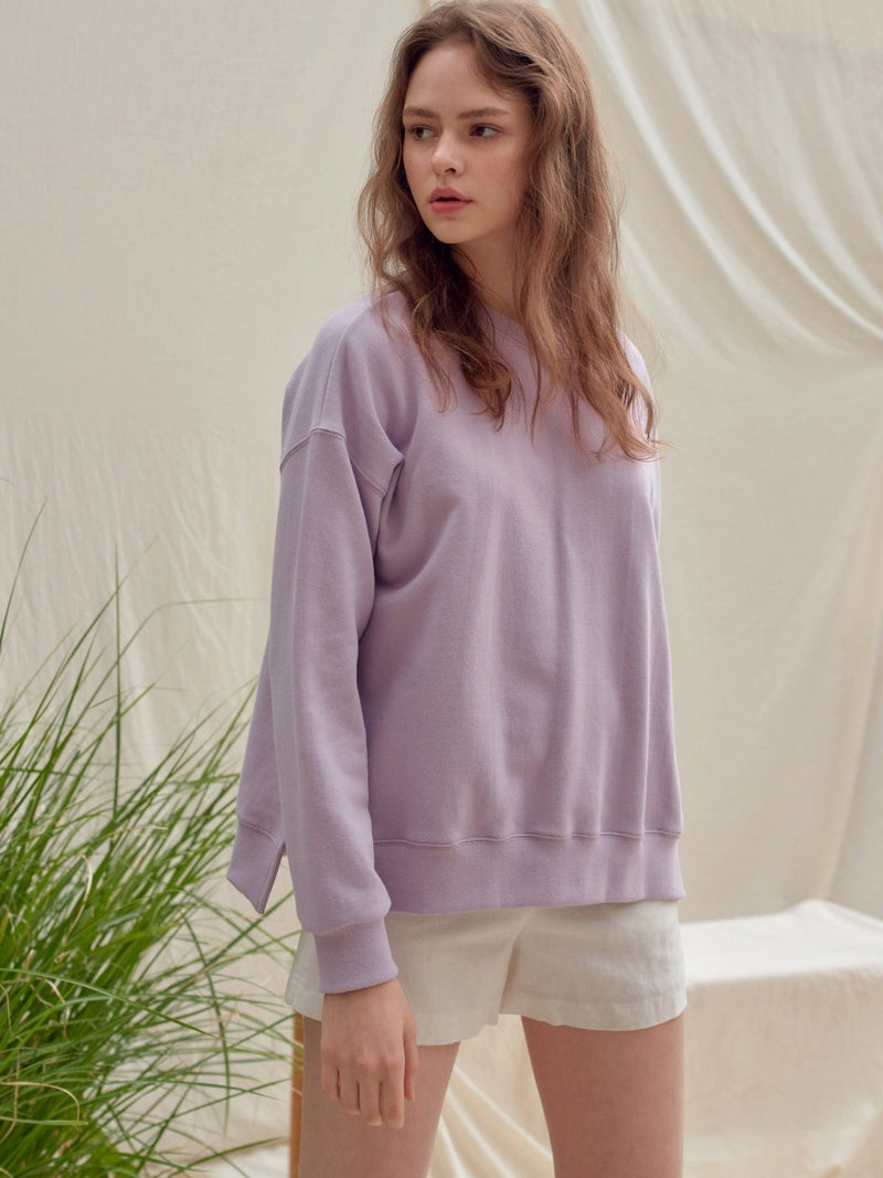 BASIC COTTON SWEATSHIRT WITH SIDE SLIT