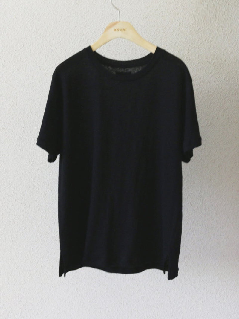 BASIC LINEN T-SHIRT WITH SIDE SLIT