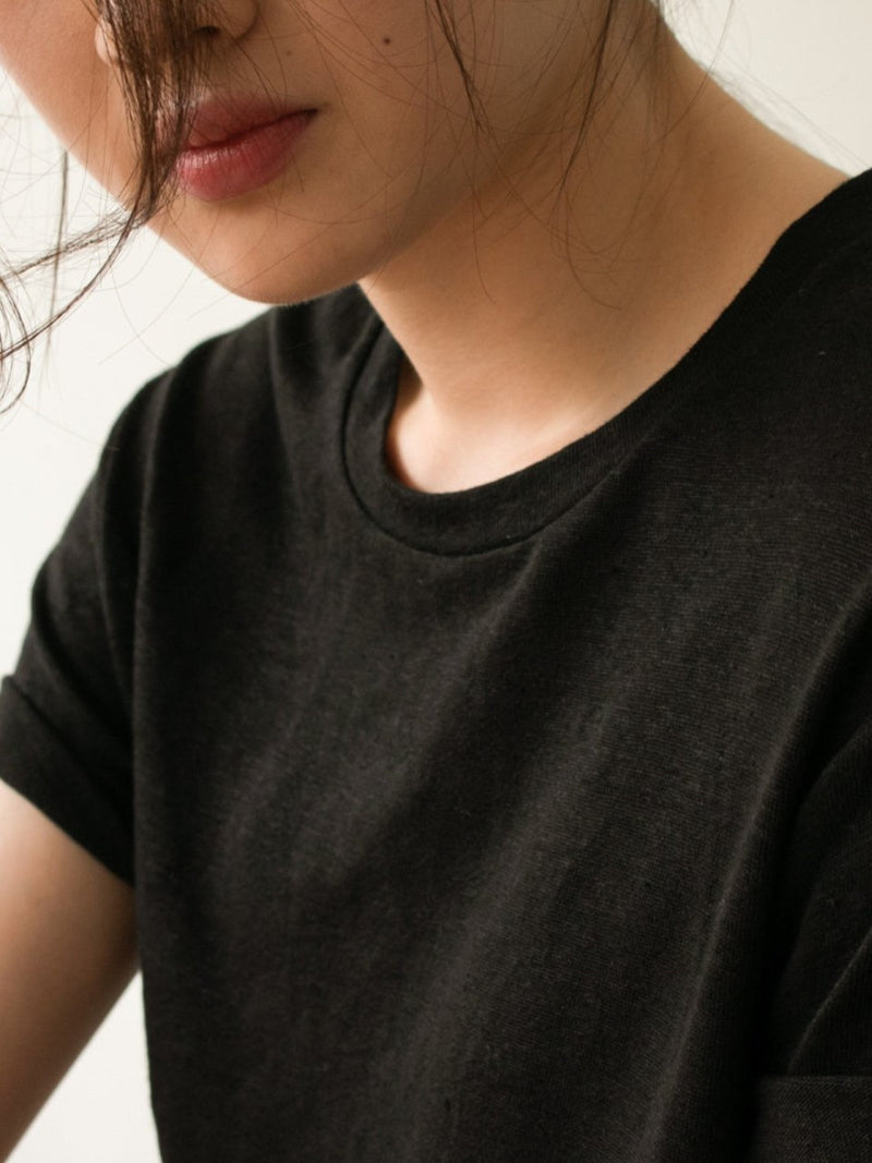 BASIC LINEN T-SHIRT WITH SIDE SLIT
