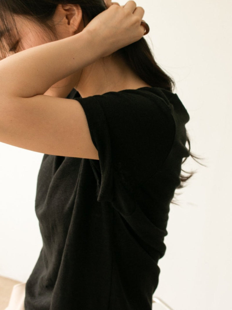 BASIC LINEN T-SHIRT WITH SIDE SLIT