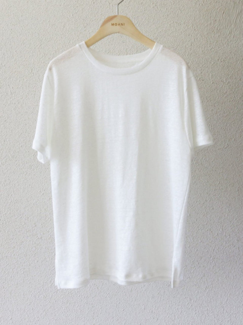 BASIC LINEN T-SHIRT WITH SIDE SLIT