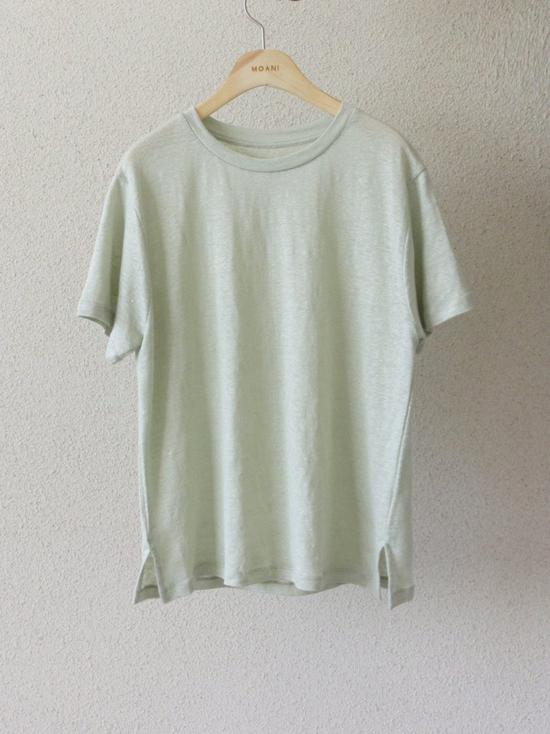 BASIC LINEN T-SHIRT WITH SIDE SLIT