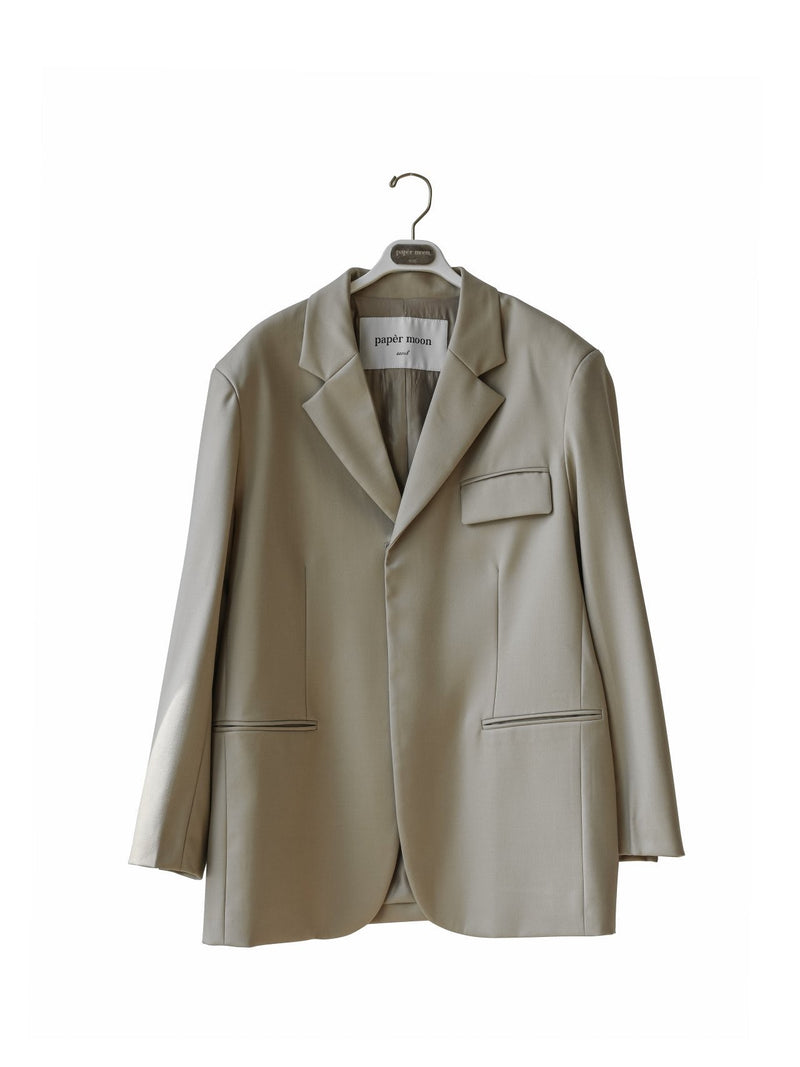 BELTED BUTTON DOWN TAILORED WOOL BLAZER