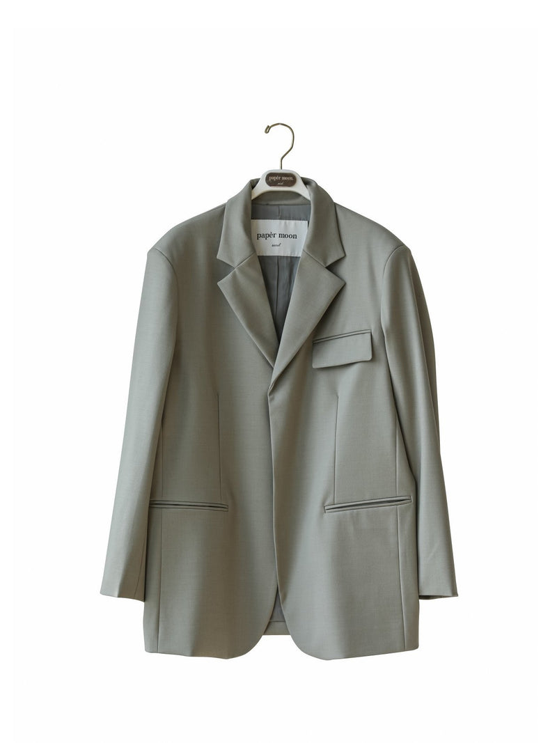 BELTED BUTTON DOWN TAILORED WOOL BLAZER