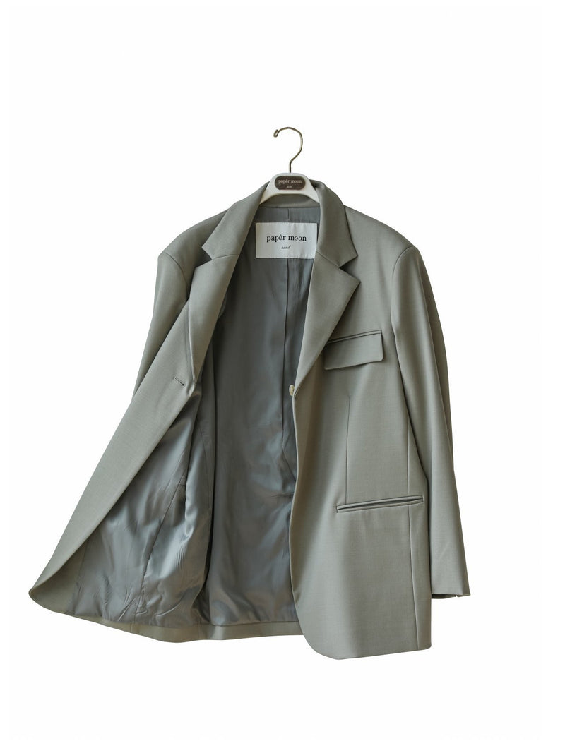 BELTED BUTTON DOWN TAILORED WOOL BLAZER