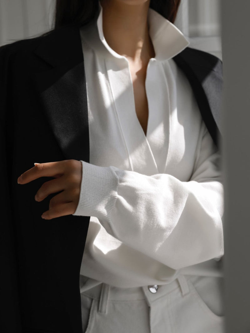 BELTED BUTTON DOWN TAILORED WOOL BLAZER