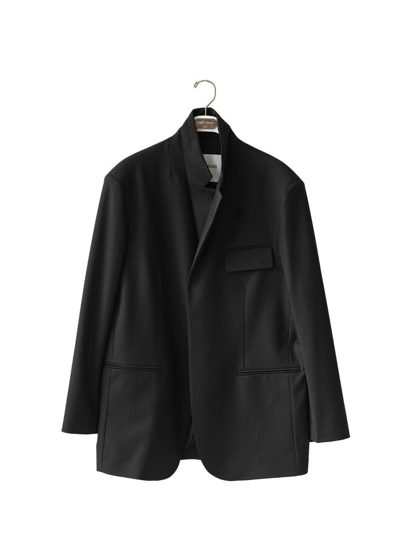 BELTED BUTTON DOWN TAILORED WOOL BLAZER