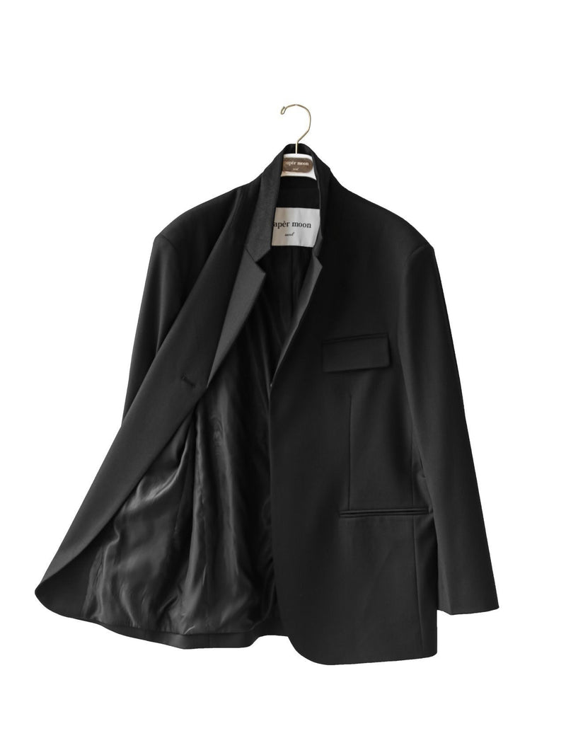 BELTED BUTTON DOWN TAILORED WOOL BLAZER