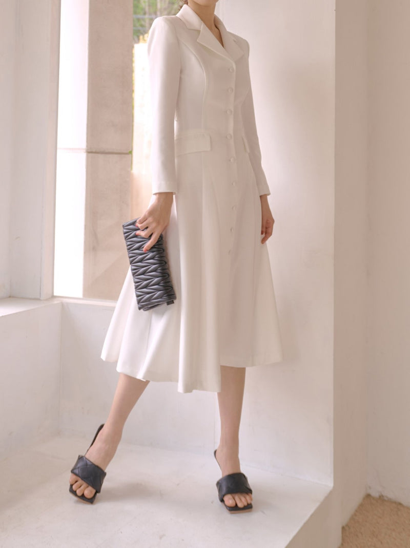 BELTED FLARED A-LINE DRESS